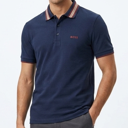 Premium Men’s Navy Blue Polo Contrast Stripe Detailing T-Shirt