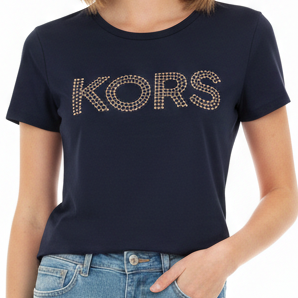 Elegant Women’s Brand  Logo Embellished  T-Shirt