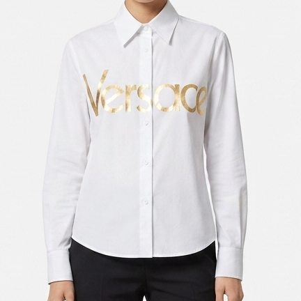 Premium White Gold Logo Formal Shirt for Women