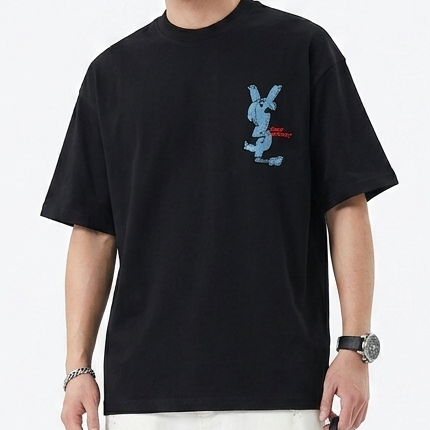 Premium Trendy Black Oversized T-Shirt with Minimal Embroidered Logo