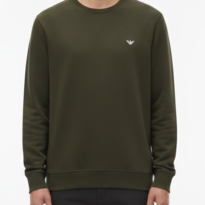 Premium Green Crewneck Sweatshirt with Chest Logo