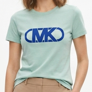 Women's Premium  Green Initial Brand Logo Print Casual Tee