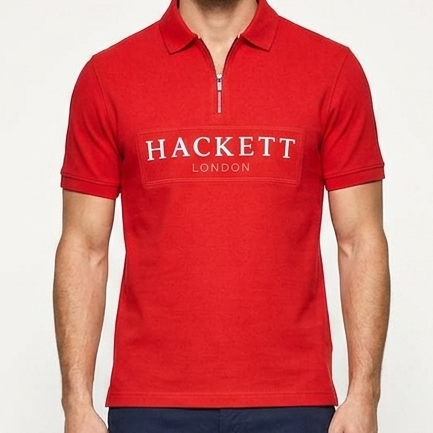 Exclusive  Men's Premium Red Half-Zip Polo T-Shirt