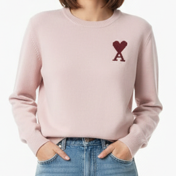Premium Pink Heart Logo Knit Sweater