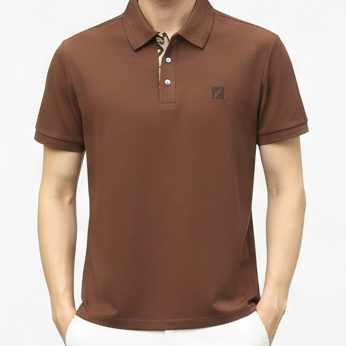 Luxury Brown Polo T-Shirt with Embroidered Logo Premium Casual Wear