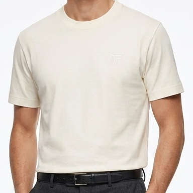 Men’s Premium Solid Crew Neck T-Shirt – Minimal Embroidered Logo Casual Tee