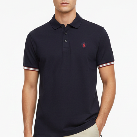 Premium Navy Blue Classic Polo T-Shirt with Signature Trim