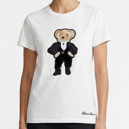 Premium White Teddy Bear Women’s T-Shirt – Elegant Casual Designer Tee