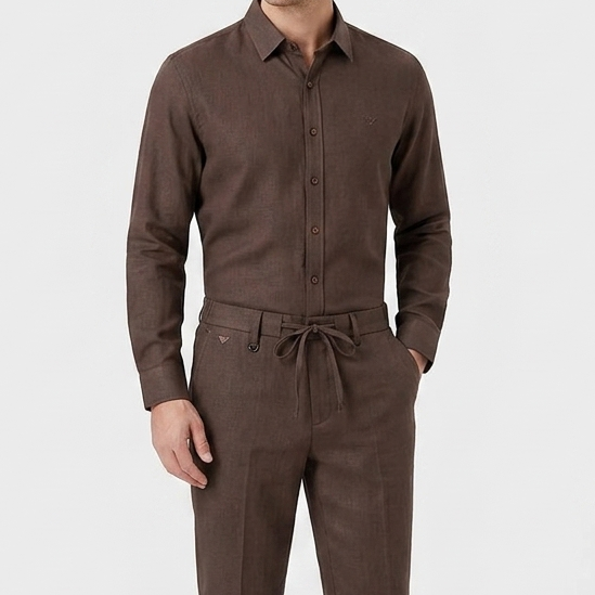 Men’s Premium Brown Shirt & Trouser Co-Ord Set