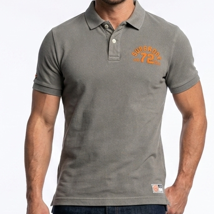 Men's Casual Embroidered Polo T-Shirt in  Grey