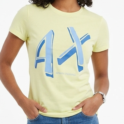 Stylish Light Green AX Printed T-Shirt for Women Casual Slim Fit Tee