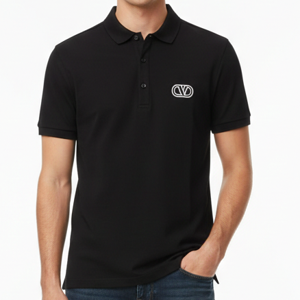 Men’s Premium Black Polo T-Shirt  Minimal Logo, Smart Casual Style
