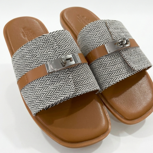 Premium Designer Slide Sandals Stylish  Flat Slippers with Metal Buckle