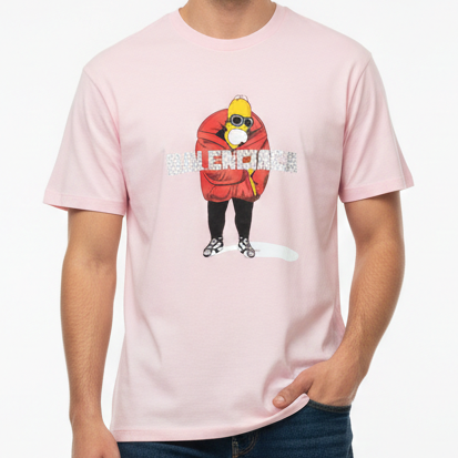 Premium Pink Cartoon Graphic Printed T-Shirt for Men