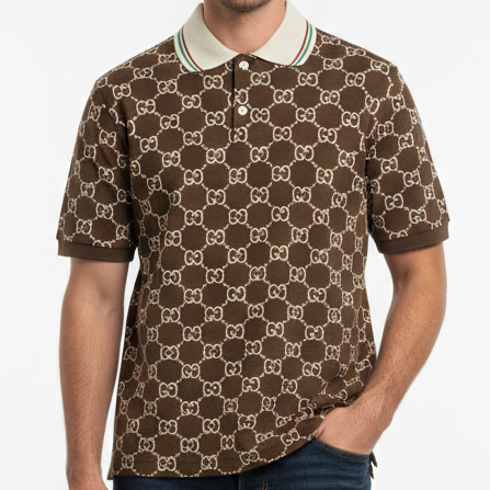 Men’s Luxury Brown Monogram Polo T-Shirt
