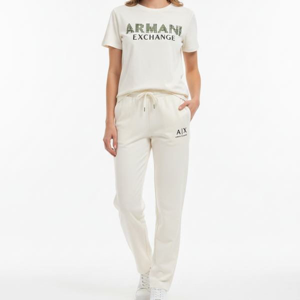 Women’s Premium Cream Co-Ord Set Stylish Printed T-Shirt with Matching Track Pant