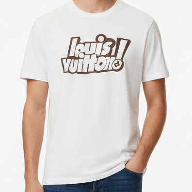 Premium White Graphic Logo Crew-Neck T-Shirt