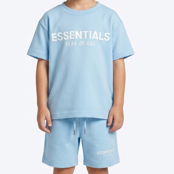 Kids Cool Sky Blue T-Shirt & Shorts Set – Comfy Summer Outfit