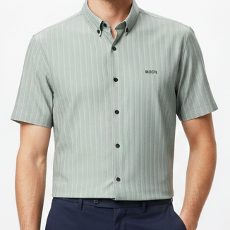 Luxury Classic Pinstripe Short-Sleeve Shirt