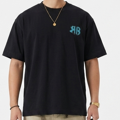 Luxury Black Oversized Printed T-Shirt for Men