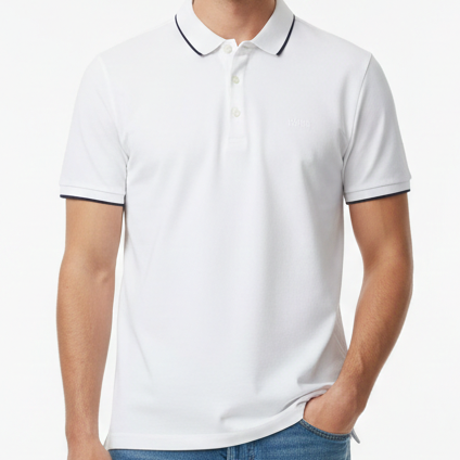 Luxury White Polo T-Shirt – Elegant Smart Casual Style