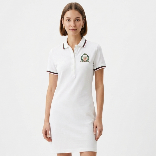 Luxury Branded  Women's Elegant White Polo Dress