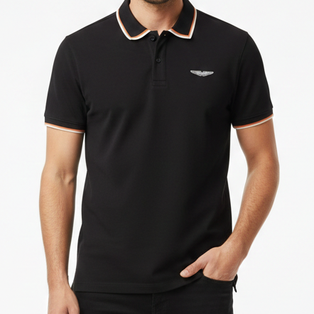 Classic Black Polo T-Shirt with Contrast Trim