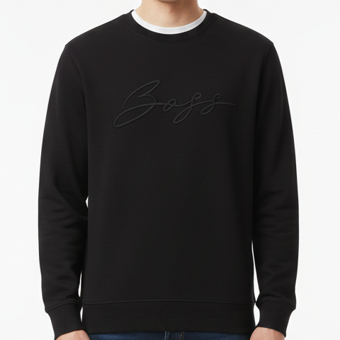 Classic Black Signature Embossed Sweatshirt