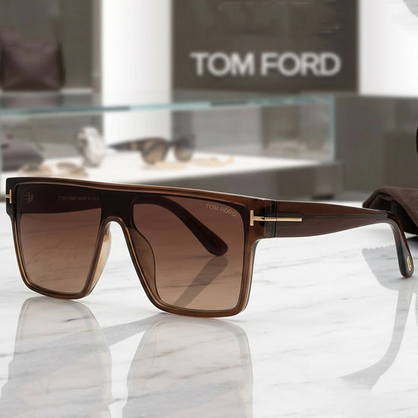 Luxury Oversized Brown Shield Sunglasses