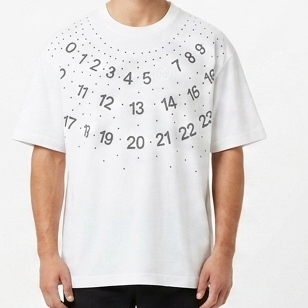 Minimalist Number Print White T-Shirt for Men