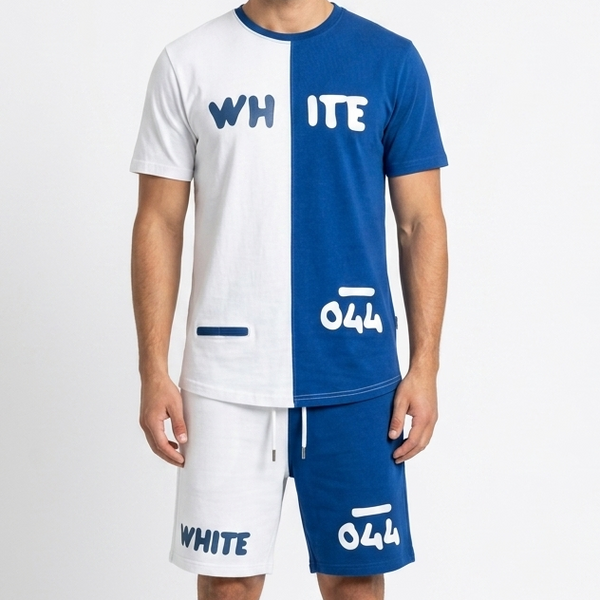 Premium Men’s Half Sleeve Color Block Co-Ord Set Stylish Printed T-Shirt & Shorts Set