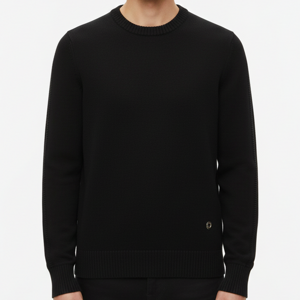 Premium Black Classic Round Neck Sweater – Elegant & Timeless Style