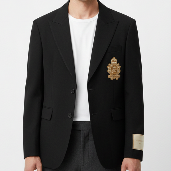 Black Crest Blazer Premium Designer Formal Wear