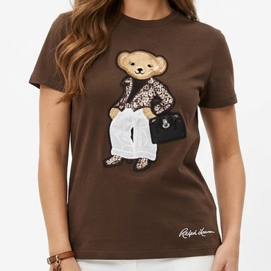 Stylish Teddy Bear Embroidered T-Shirt Collection for Women