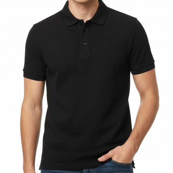 Classic Black Polo T-Shirt with Subtle Logo Detail