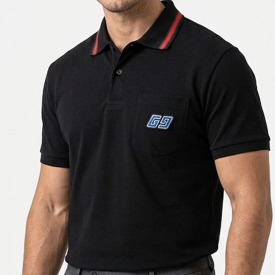 Premium Polo T-Shirt with Signature Stripe Collar