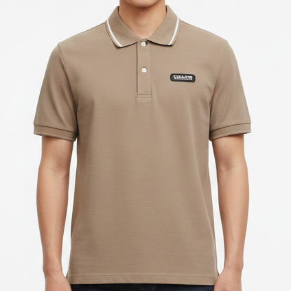 Beige Polo Shirt  Premium Minimal Smart Casual Wear