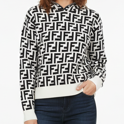 FF Monogram Hooded Sweater  Luxury Statement Knitwear For Woman