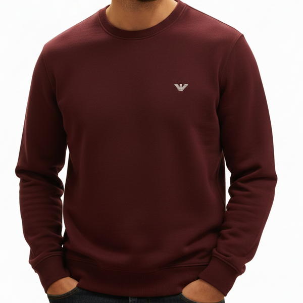 Premium Wine Crewneck Sweatshirt with Iconic Logo