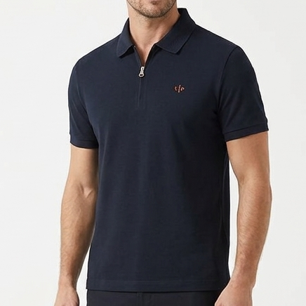 Men’s Premium  Half-Zip Polo T-Shirt Classic Smart Casual Style