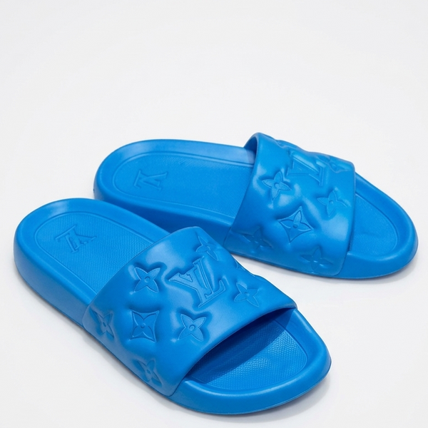 Luxury Imported  Blue  Monogram Comfort Slides for Men