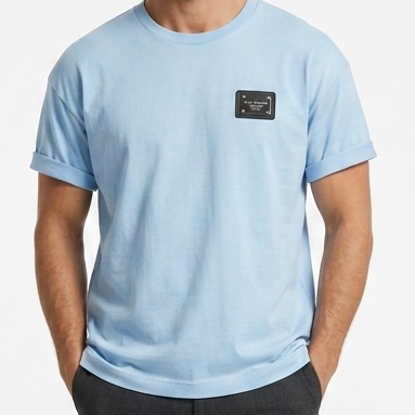 Premium Sky Blue Minimal Logo T-Shirt  Classic Everyday Style