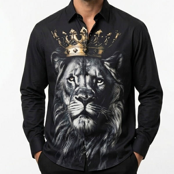 Royal Lion Print Designer Shirt