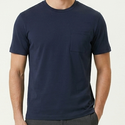 Premium Men’s Navy Blue Crew Neck Pocket  T-Shirt