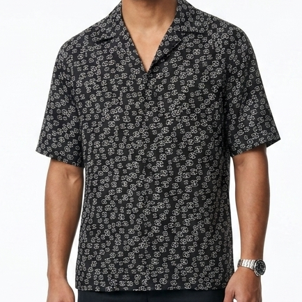 Elegant Monogram Print Drop Shoulder Shirt