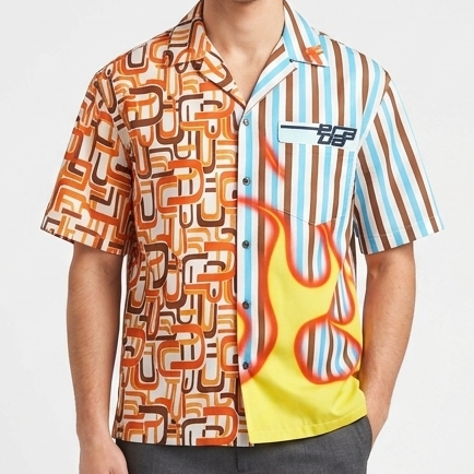 Exclusive Flame  Pattern Drop Shoulder Shirt