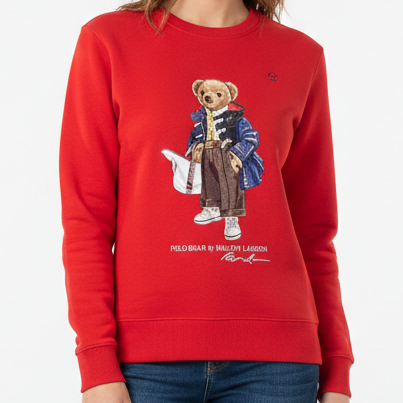 Imported Red  Polo Bear Sweatshirt For Woman