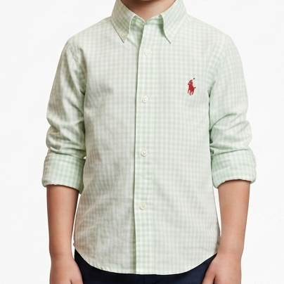 Premium Kids Light Green Check Shirt Classic Smart Casual Wear