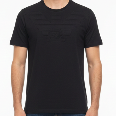 Premium Black Embossed Logo T-Shirt for Men
