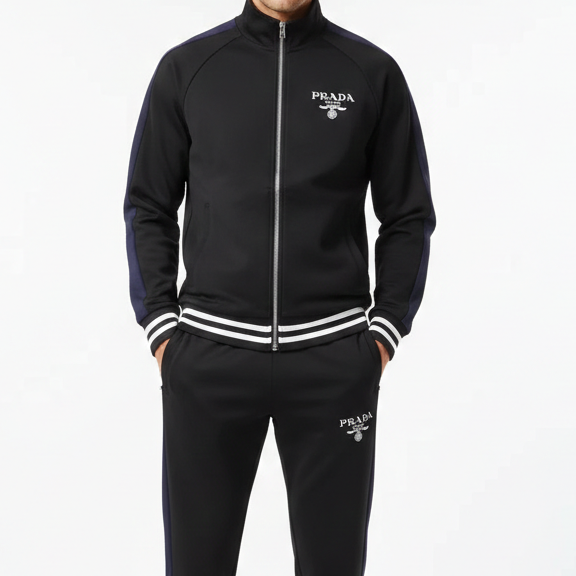 Men Latest Logo Printed Stripe Pattern Track-Set